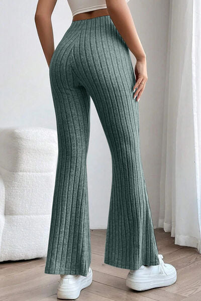 Basic Bae Full Size Ribbed High Waist Flare Pants king-general-store-5710.myshopify.com