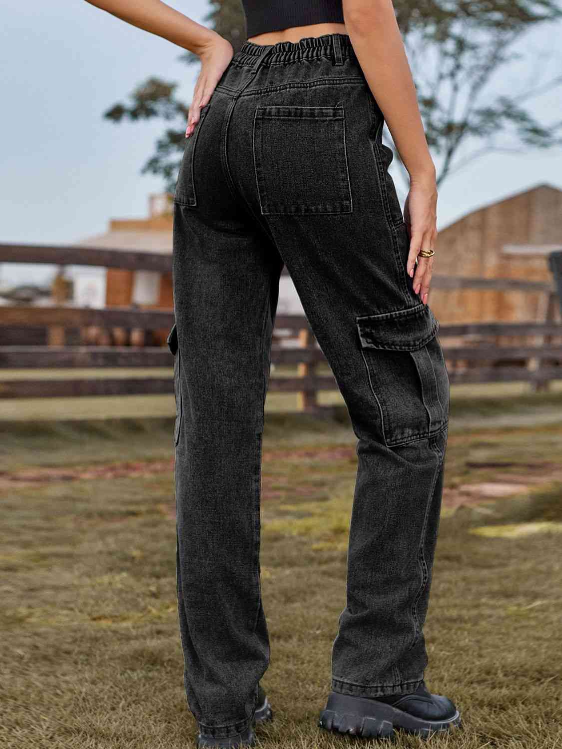 High Waist Cargo Jeans king-general-store-5710.myshopify.com