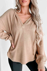 Buttoned Drop Shoulder Drawstring Hoodie king-general-store-5710.myshopify.com