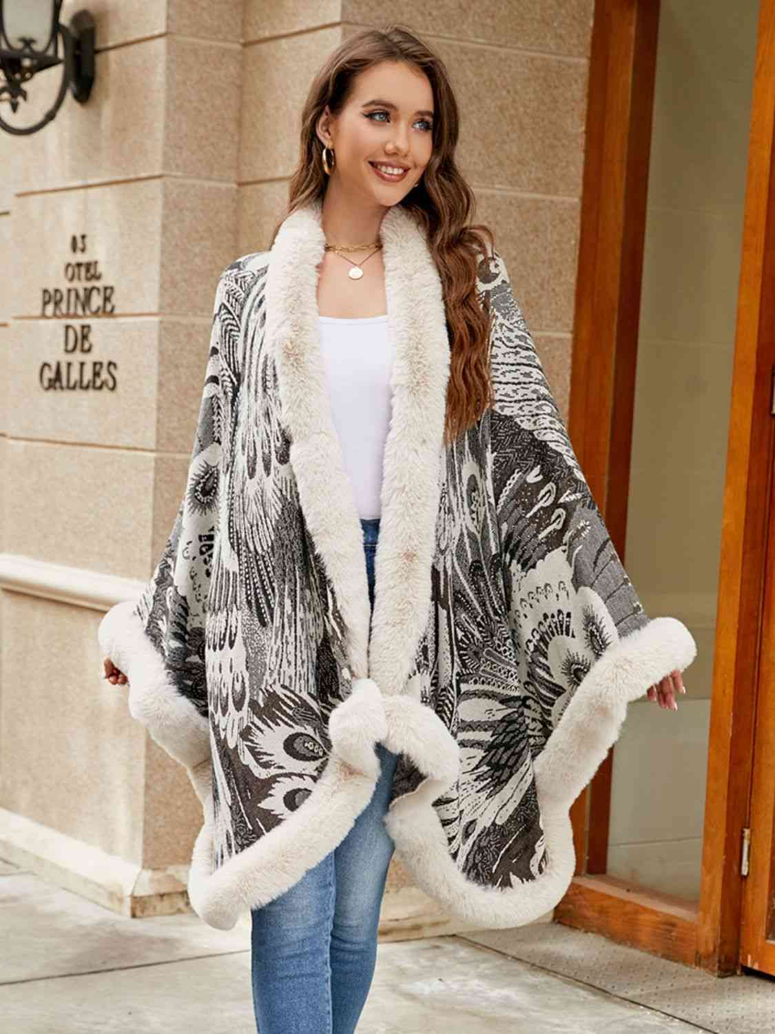 Printed Open Front Poncho king-general-store-5710.myshopify.com