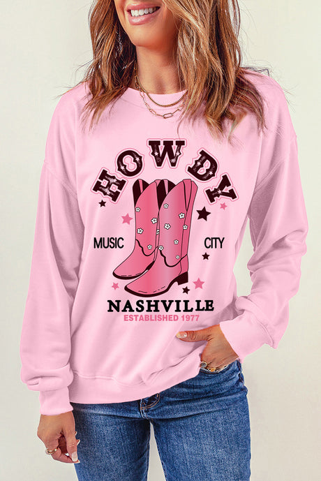 Cowboy Boots Graphic Dropped Shoulder Sweatshirt king-general-store-5710.myshopify.com