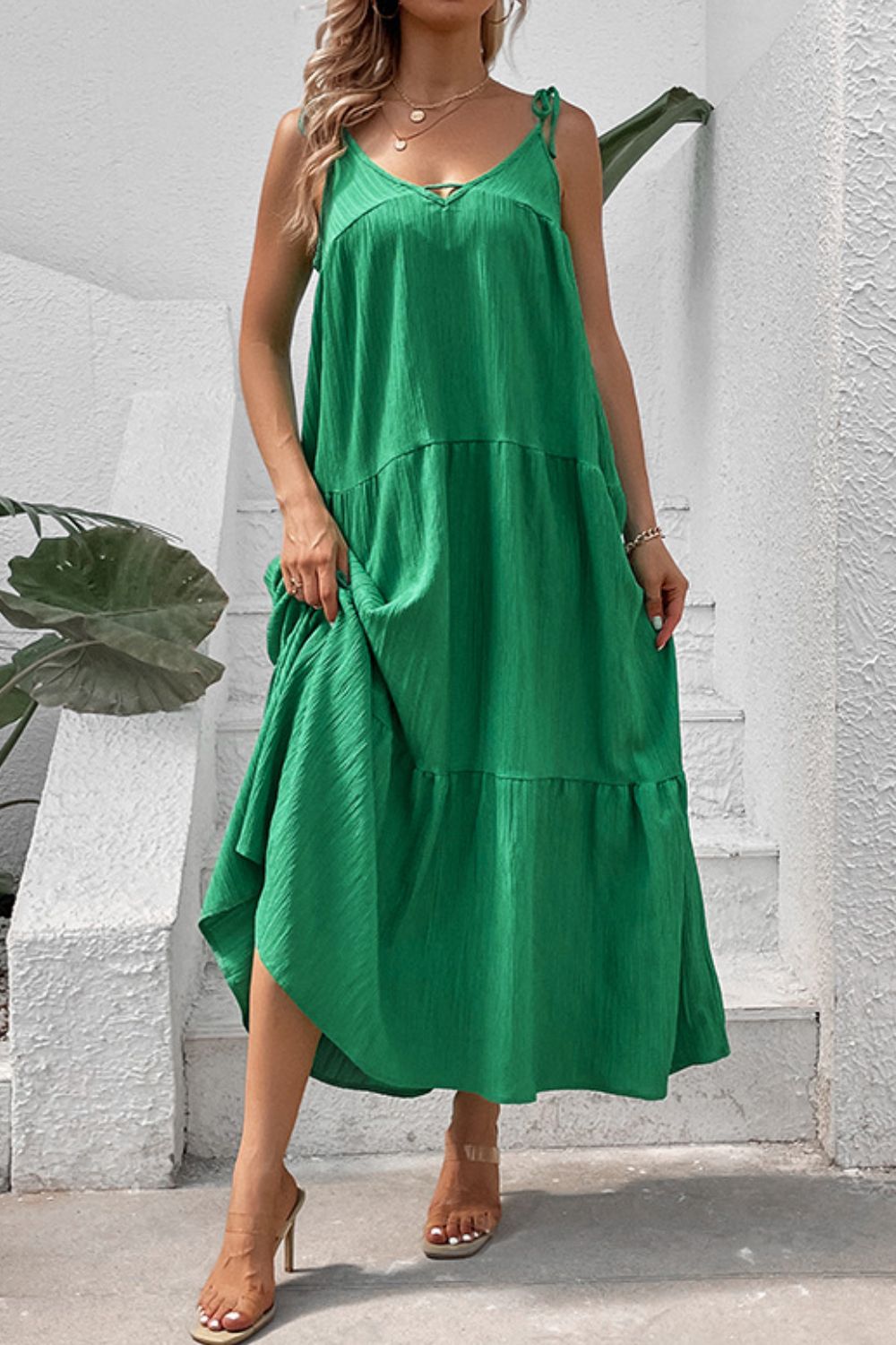 Tie-Shoulder Tiered Maxi Dress king-general-store-5710.myshopify.com