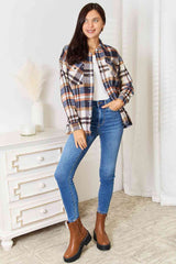 Double Take Plaid Button Front Shirt Jacket with Breast Pockets king-general-store-5710.myshopify.com