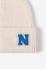 Letter N Patch Cuffed Knit Beanie king-general-store-5710.myshopify.com