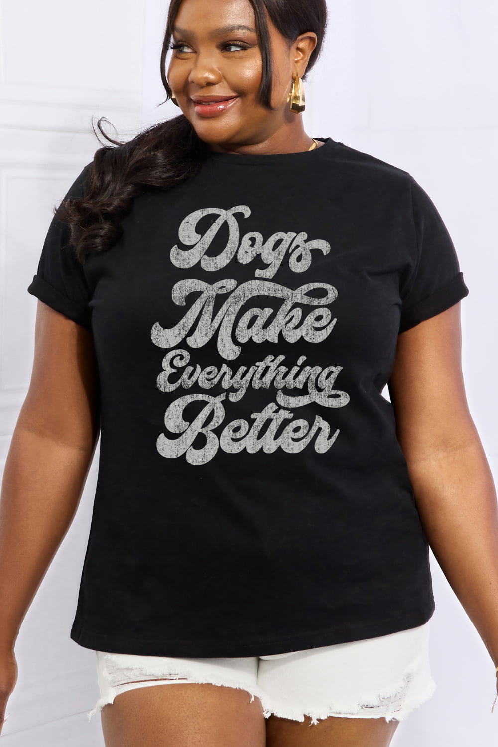 Simply Love Full Size DOGS MAKE EVERTHING BETTER Graphic Cotton Tee king-general-store-5710.myshopify.com