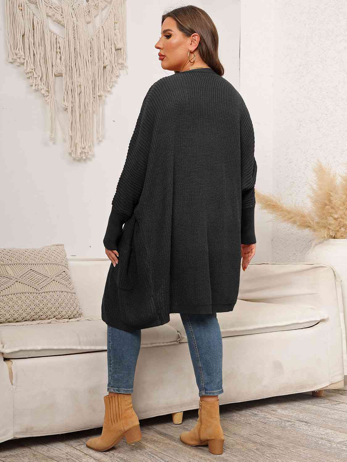 Plus Size Open Front Cardigan With Pockets king-general-store-5710.myshopify.com