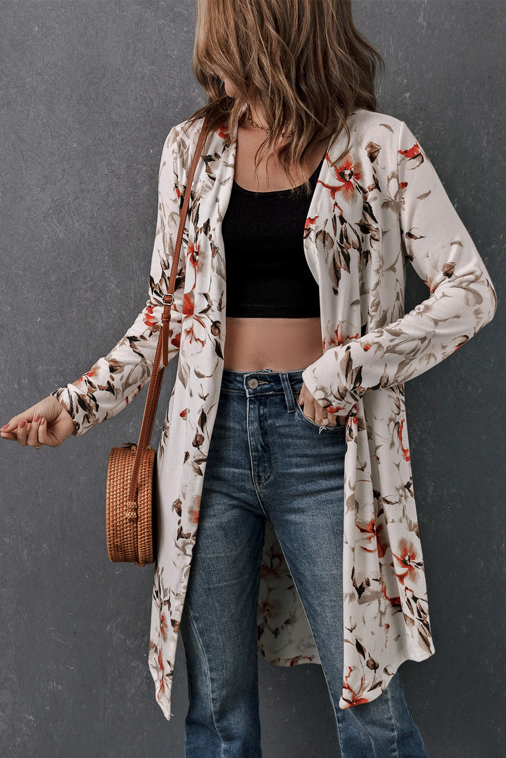 Printed Open Front Longline Cardigan king-general-store-5710.myshopify.com