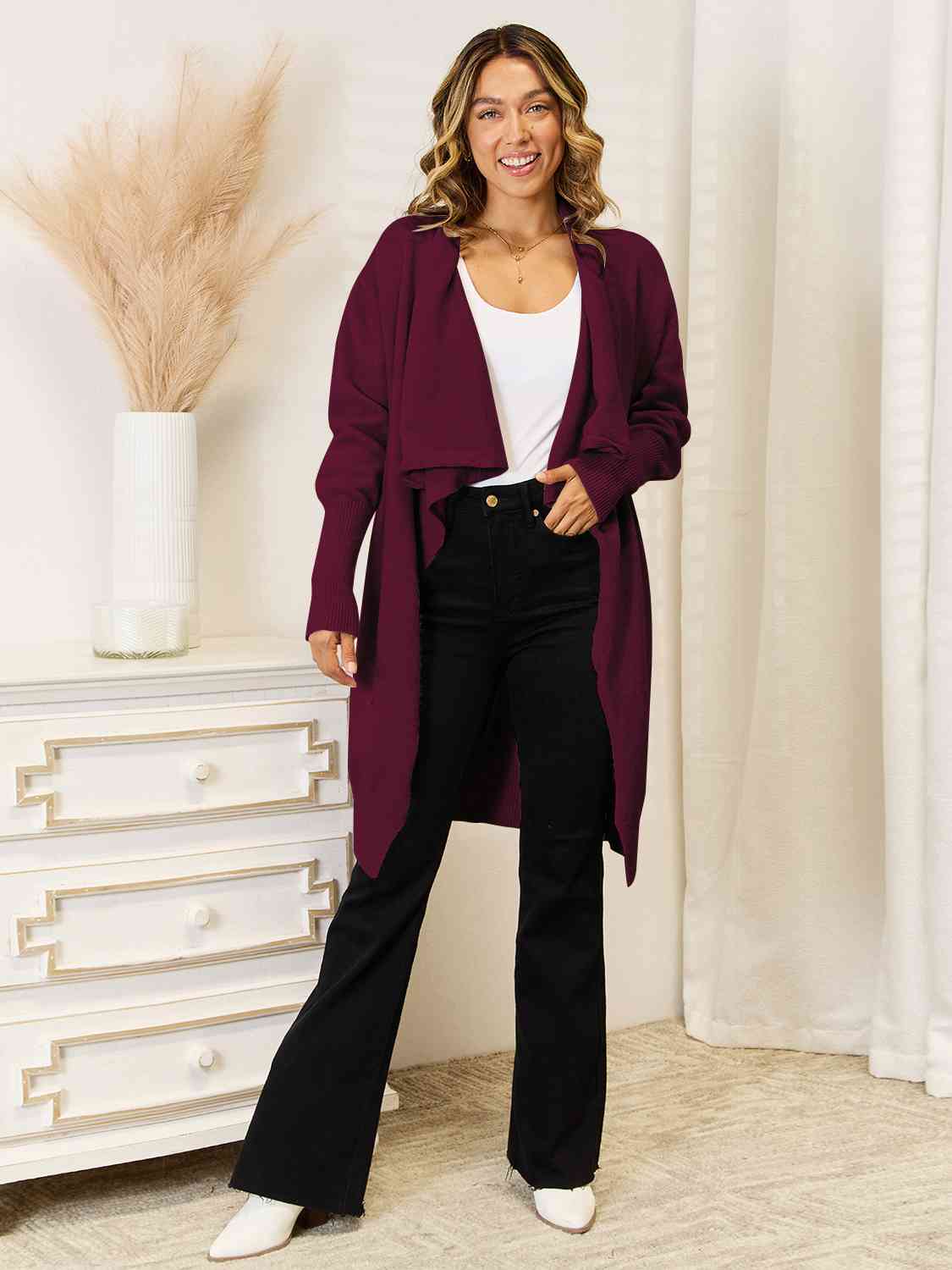 Long Sleeve Open Front Longline Cardigan king-general-store-5710.myshopify.com