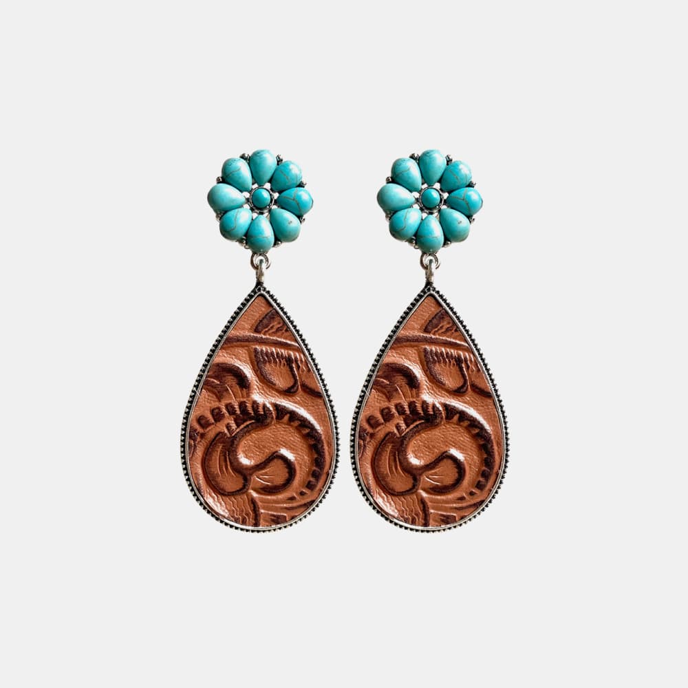 Turquoise Flower Teardrop Earrings king-general-store-5710.myshopify.com