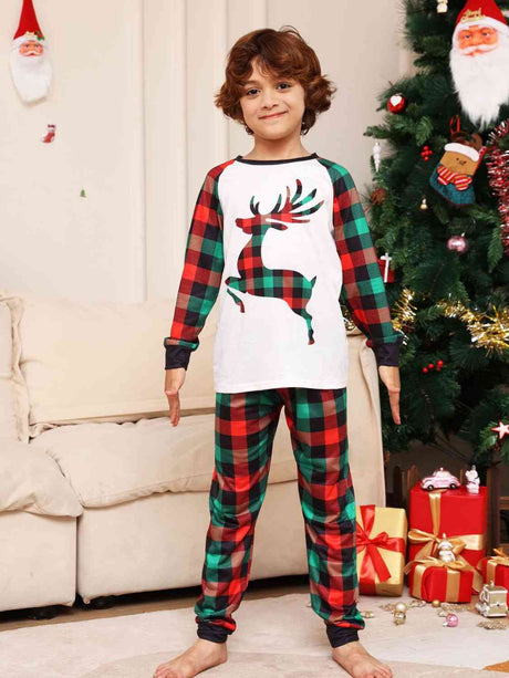 Reindeer Graphic Top and Plaid Pants Set king-general-store-5710.myshopify.com