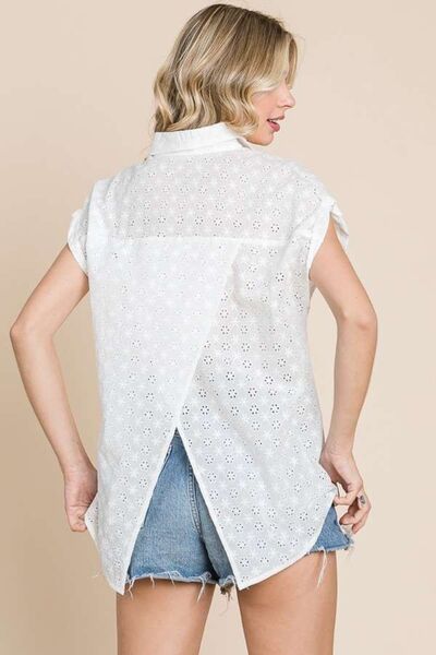 Culture Code Eyelet Crisscross Back Button Up Shirt king-general-store-5710.myshopify.com