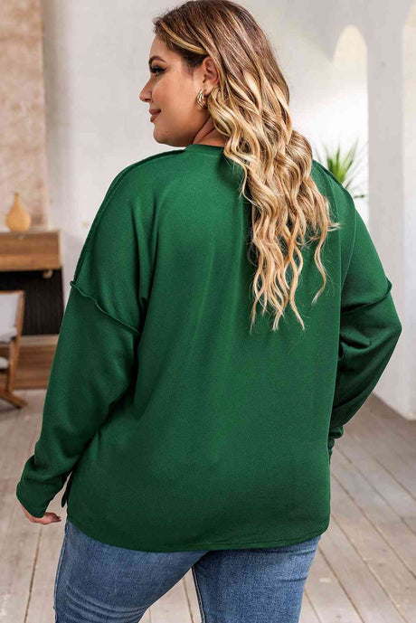 Plus Size Exposed Seam Slit Sweatshirt king-general-store-5710.myshopify.com