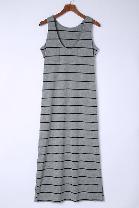 Striped Slit Sleeveless Maxi Dress king-general-store-5710.myshopify.com