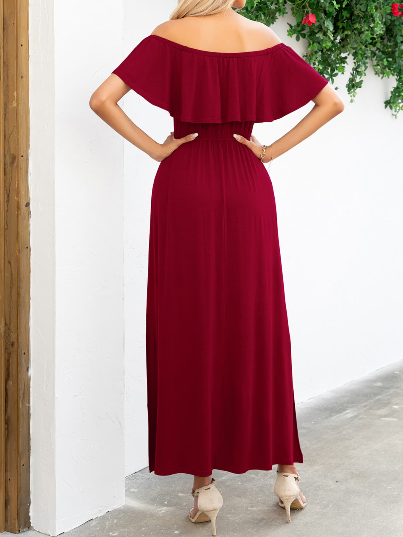 Off-Shoulder Slit Maxi Dress king-general-store-5710.myshopify.com