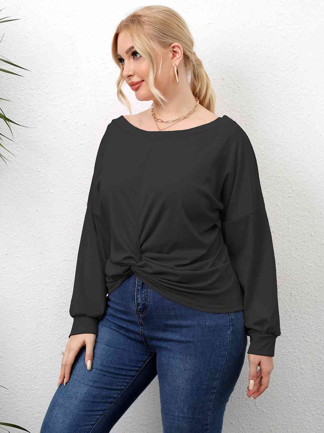 Plus Size Twisted Drop Shoulder T-Shirt king-general-store-5710.myshopify.com