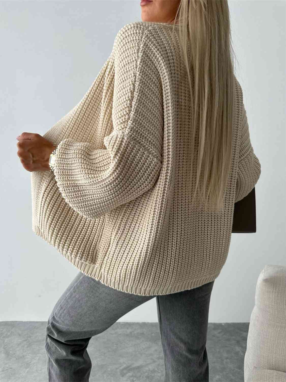 Open Front Dropped Shoulder Cardigan king-general-store-5710.myshopify.com