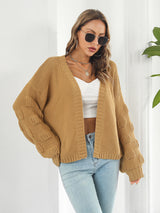 Open Front Ribbed Trim Cardigan king-general-store-5710.myshopify.com