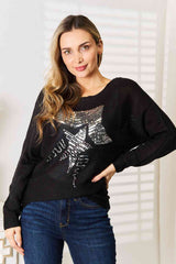 Double Take Sequin Graphic Dolman Sleeve Knit Top king-general-store-5710.myshopify.com