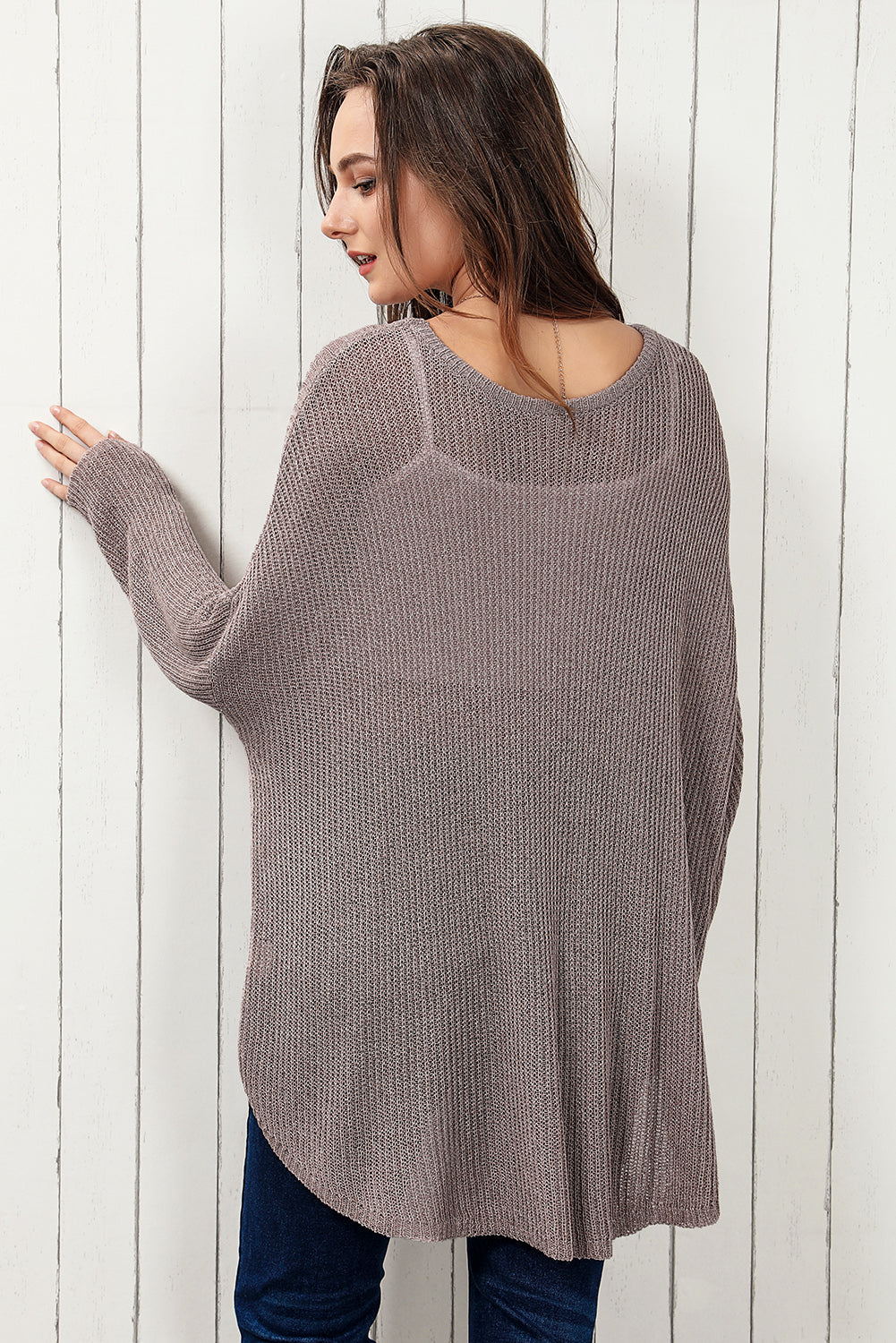 Round Neck High-Low Sweater king-general-store-5710.myshopify.com