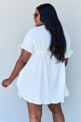 Ninexis Out Of Time Full Size Ruffle Hem Dress with Drawstring Waistband in White king-general-store-5710.myshopify.com