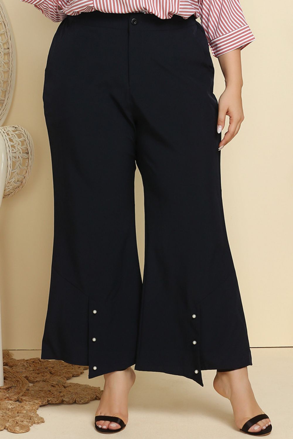 Plus Size Hem Detail Flare Pants king-general-store-5710.myshopify.com