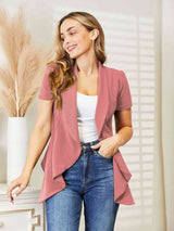 Ninexis Open Front Short Sleeve Full Size Cardigan king-general-store-5710.myshopify.com