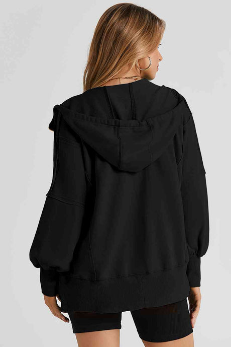 Zip Up Long Sleeve Drawstring Hoodie king-general-store-5710.myshopify.com