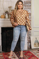 Plus Size Polka Dot Long Sleeve Blouse king-general-store-5710.myshopify.com