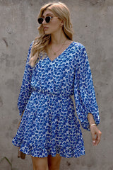 Floral Balloon Sleeve Ruffle Hem Dress king-general-store-5710.myshopify.com