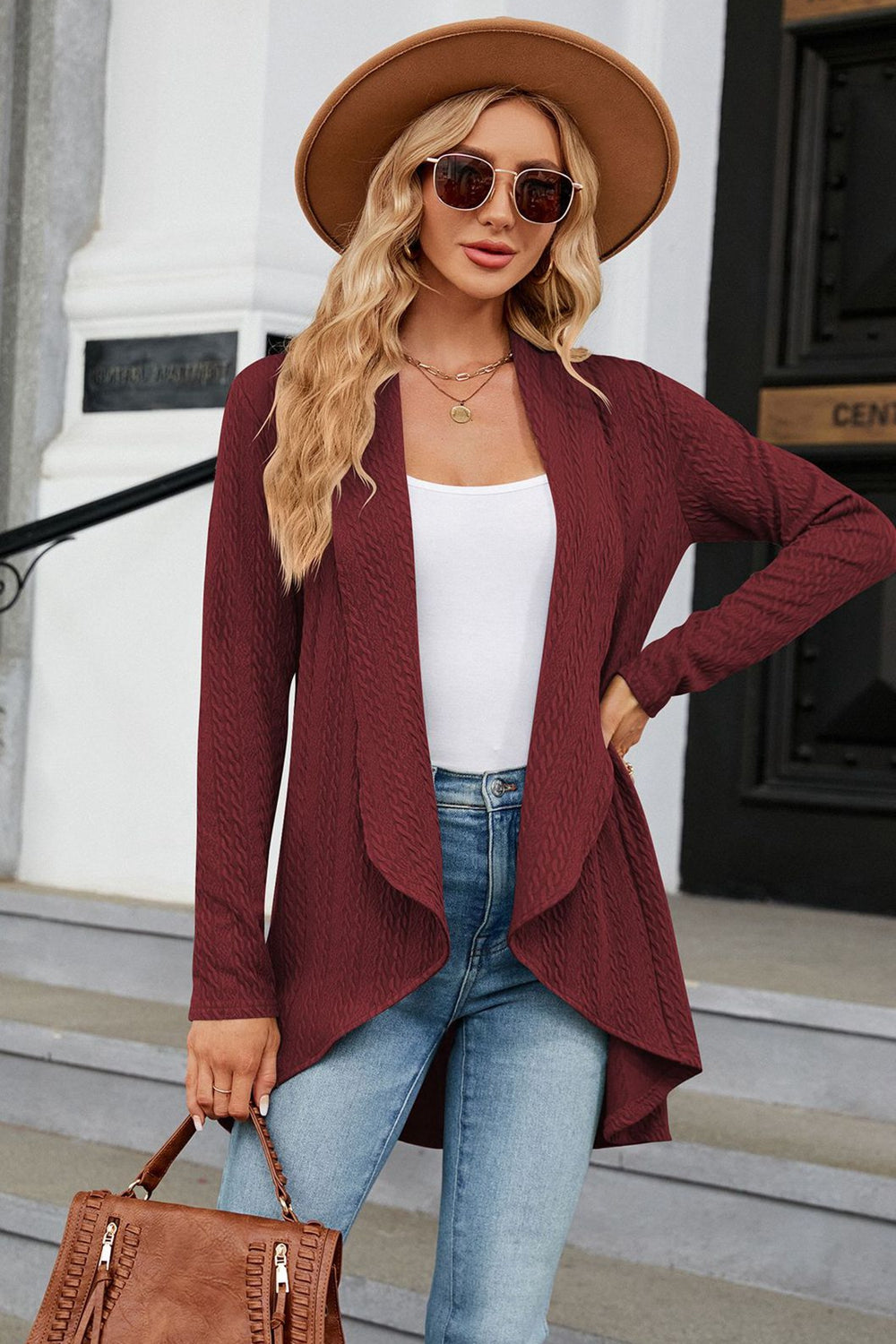 Open Front Long Sleeve Cardigan king-general-store-5710.myshopify.com