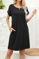 Scoop Neck Short Sleeve Pocket Dress king-general-store-5710.myshopify.com