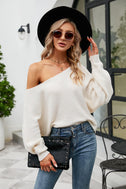 Boat Neck Horizontal Ribbing Dolman Sleeve Sweater king-general-store-5710.myshopify.com