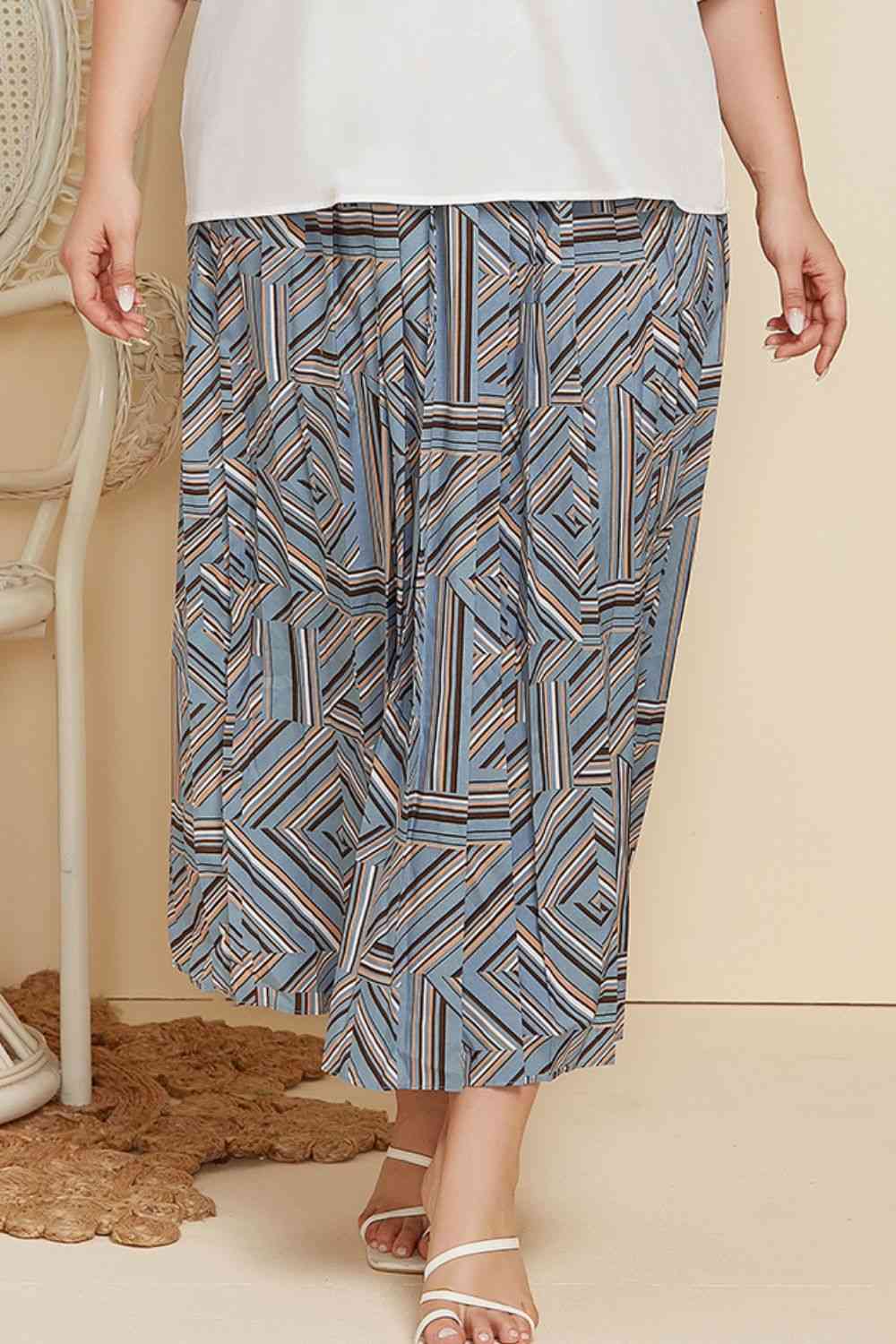 Plus Size Geometric Pleated Skirt king-general-store-5710.myshopify.com