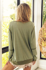 BiBi Waffle Knit Contrast Trim Long Sleeve T-Shirt king-general-store-5710.myshopify.com