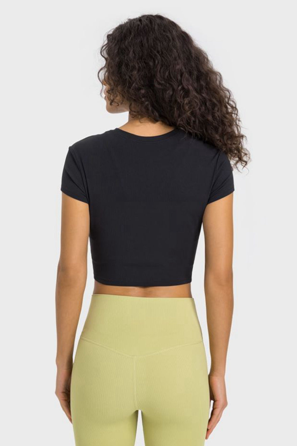 Round Neck Short Sleeve Cropped Sports T-Shirt king-general-store-5710.myshopify.com