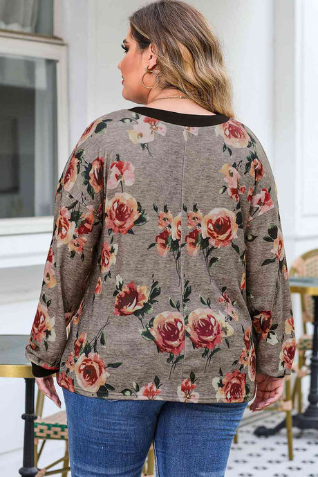 Plus Size Floral V-Neck Blouse king-general-store-5710.myshopify.com