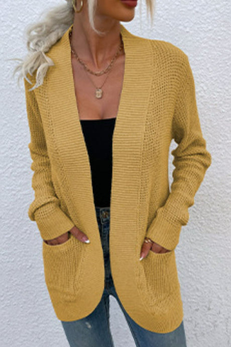 Open Front Rib-Knit Cardigan with Pockets king-general-store-5710.myshopify.com