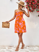 Floral Frill Trim Strapless Smocked Dress king-general-store-5710.myshopify.com