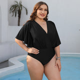 Plus Size Ruched Surplice Neck One-Piece Swimsuit king-general-store-5710.myshopify.com