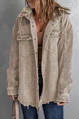 Snap Front Hooded Corduroy Shacket king-general-store-5710.myshopify.com