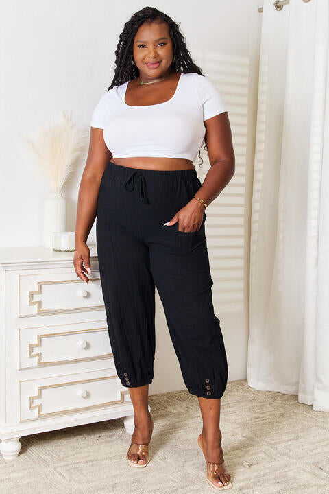 Double Take Decorative Button Cropped Pants king-general-store-5710.myshopify.com