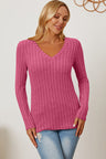 Basic Bae Full Size Ribbed V-Neck Long Sleeve T-Shirt king-general-store-5710.myshopify.com