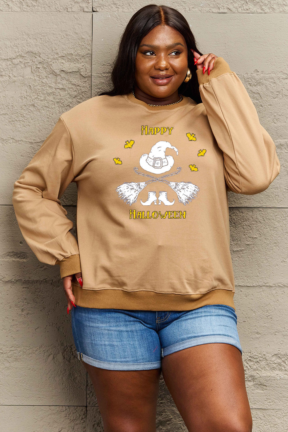 Simply Love Full Size HAPPY HALLOWEEN Graphic Sweatshirt king-general-store-5710.myshopify.com