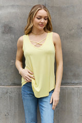 BOMBOM Criss Cross Front Detail Sleeveless Top in Butter Yellow king-general-store-5710.myshopify.com