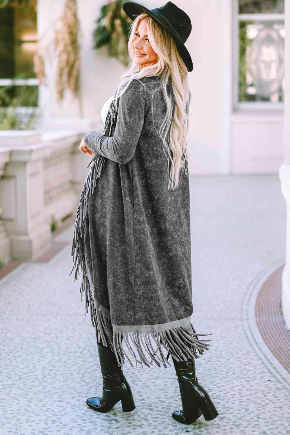 Fringe Detail Long Sleeve Cardigan king-general-store-5710.myshopify.com