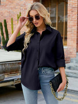 Button Up Collared Neck Long Sleeve Shirt king-general-store-5710.myshopify.com