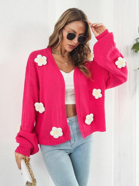 Floral Open Front Long Sleeve Cardigan king-general-store-5710.myshopify.com