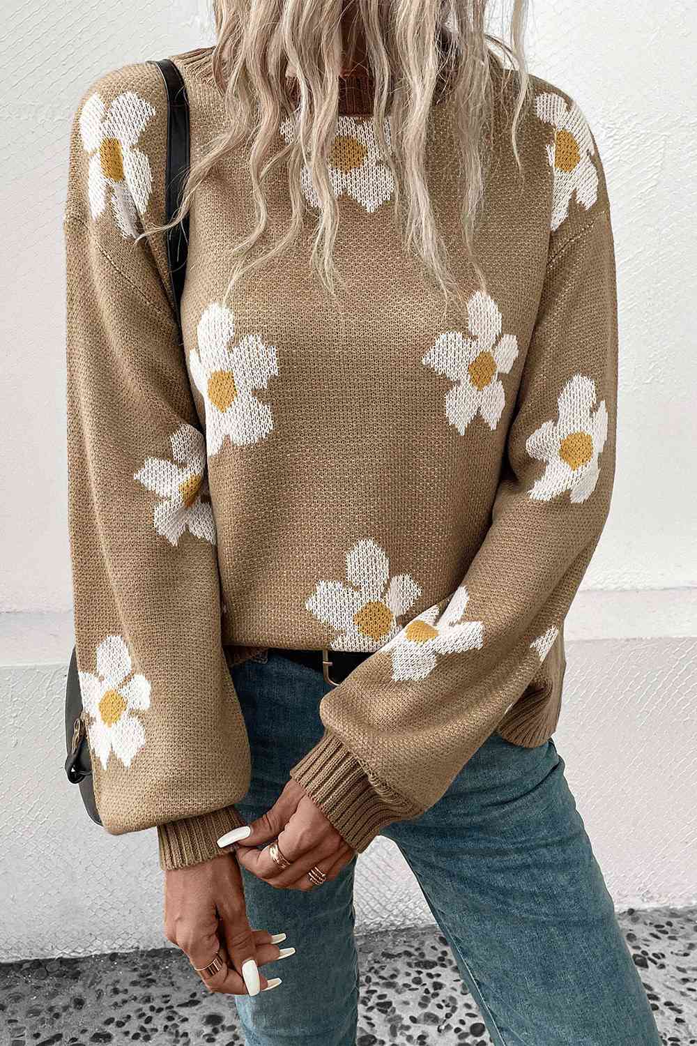 Floral Dropped Shoulder Sweater king-general-store-5710.myshopify.com