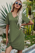 Twisted V-Neck Short Sleeve Dress king-general-store-5710.myshopify.com