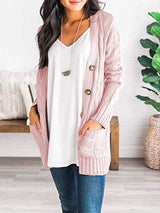 Cable-Knit Buttoned Cardigan with Pockets king-general-store-5710.myshopify.com